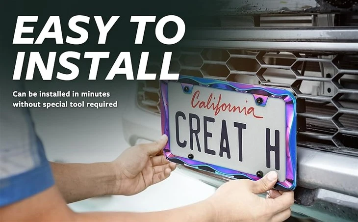 3D Curly Wave Pattern Chrome License Plate Frame From Pure Zinc Alloy Metal